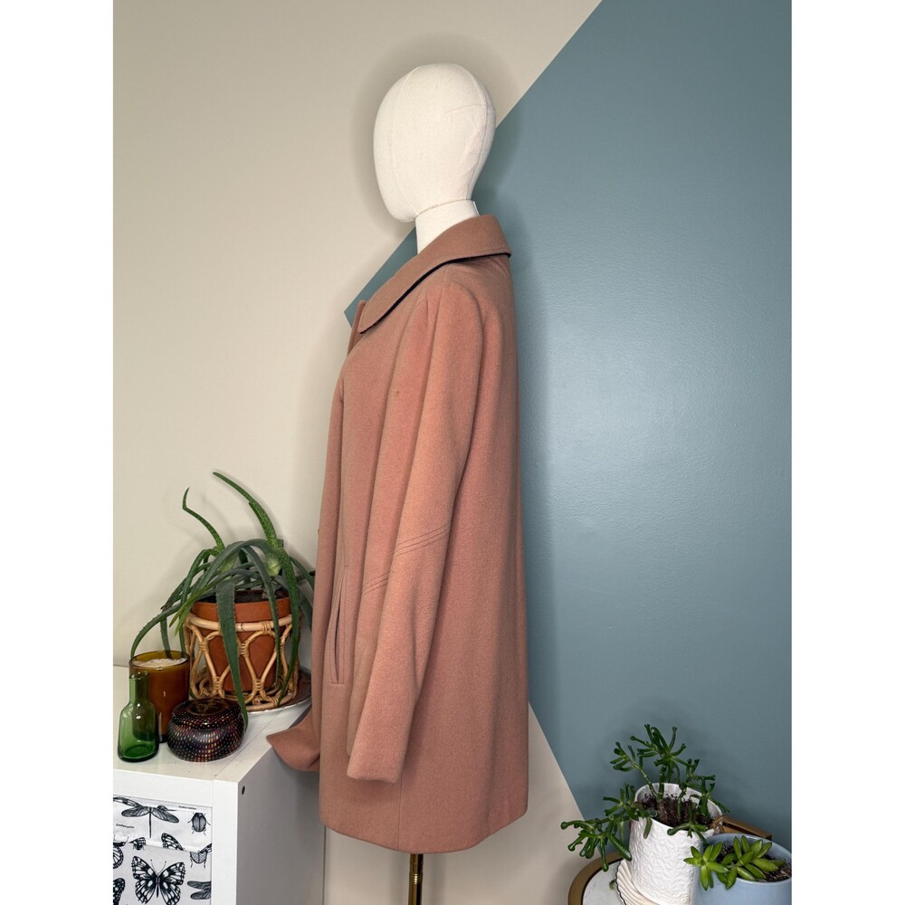 Vintage Camel Wool Coat 70s 80s Jacket Plaid Lined Winter Coat Women’s S-M - Picture 5 of 12